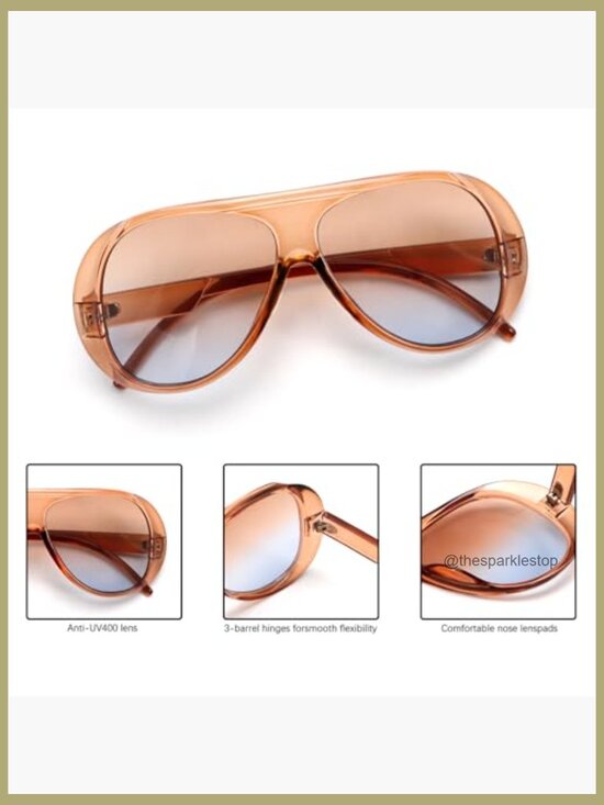 Plastic Frame Aviator Sunglasses UV400 Protection Oversized main image 7